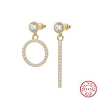 1 Piece Simple Style Korean Style Circle Plating Inlay Sterling Silver Zircon 14k Gold Plated White Gold Plated Silver Plated Earrings sku image 1