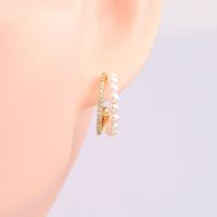 1 Pair Lady U Shape Inlay Sterling Silver Artificial Pearls Zircon Ear Studs main image 2