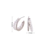 1 Pair Lady U Shape Inlay Sterling Silver Artificial Pearls Zircon Ear Studs sku image 2