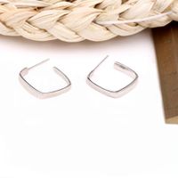 1 Pair Simple Style Square Plating Sterling Silver Ear Studs main image 4