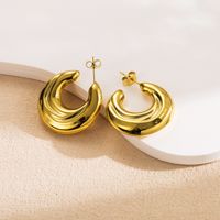 1 Pair Basic U Shape Polishing Plating 304 Stainless Steel 14K Gold Plated Earrings main image 6