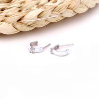 1 Pair Simple Style C Shape Epoxy Inlay Sterling Silver Gem Earrings sku image 1