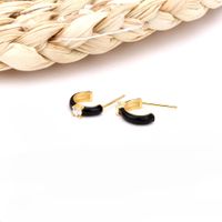1 Pair Simple Style C Shape Epoxy Inlay Sterling Silver Gem Earrings sku image 4