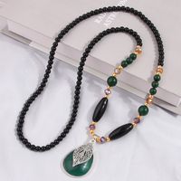 Retro Water Droplets Alloy Inlay Resin Women's Pendant Necklace sku image 1