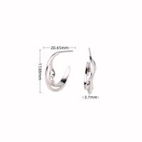 1 Pair Simple Style Solid Color Irregular Plating Pleated Sterling Silver Earrings sku image 1