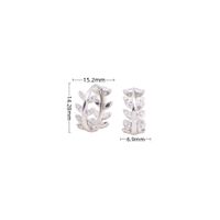 1 Pair Elegant Leaf Inlay Sterling Silver Zircon Earrings sku image 1