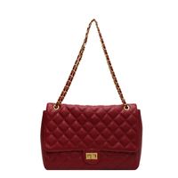 Women's Pu Leather Solid Color Classic Style Sewing Thread Square Lock Clasp Crossbody Bag sku image 2