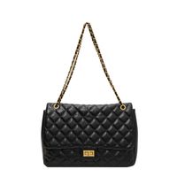 Women's Pu Leather Solid Color Classic Style Sewing Thread Square Lock Clasp Crossbody Bag sku image 3