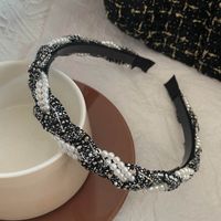 Ig Style Sweet Solid Color Flower Cloth Inlay Rhinestones Pearl Hair Band sku image 124