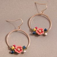 Wholesale Jewelry Sweet Simple Style Flower Alloy Enamel Drop Earrings sku image 1
