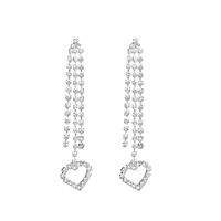 Wholesale Jewelry Sweet Heart Shape Rhinestone Rhinestones Silver Plated Plating Inlay Drop Earrings main image 2