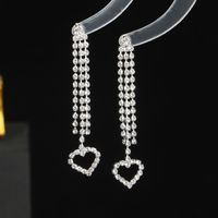 Wholesale Jewelry Sweet Heart Shape Rhinestone Rhinestones Silver Plated Plating Inlay Drop Earrings main image 5