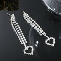 Wholesale Jewelry Sweet Heart Shape Rhinestone Rhinestones Silver Plated Plating Inlay Drop Earrings main image 4