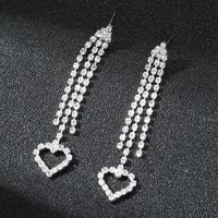 Wholesale Jewelry Sweet Heart Shape Rhinestone Rhinestones Silver Plated Plating Inlay Drop Earrings main image 6