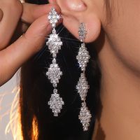 Wholesale Jewelry Sweet Heart Shape Rhinestone Rhinestones Silver Plated Plating Inlay Drop Earrings sku image 2
