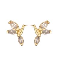 1 Pair Elegant Streetwear Water Droplets Snake Plating Inlay Copper Zircon Gold Plated Ear Studs main image 5