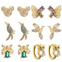 1 Pair Elegant Streetwear Water Droplets Snake Plating Inlay Copper Zircon Gold Plated Ear Studs main image 1