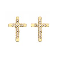 1 Pair Elegant Streetwear Cross Plating Inlay Copper Zircon Gold Plated Ear Studs main image 4