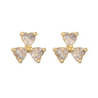 1 Pair Elegant Streetwear Cross Plating Inlay Copper Zircon Gold Plated Ear Studs main image 3