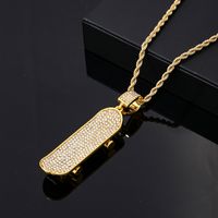 Hip-Hop Vintage Style Rock Skateboard 304 Stainless Steel Copper Plating Inlay Zircon Men'S Pendant Necklace main image 5