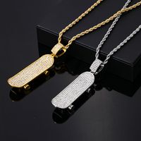 Hip-Hop Vintage Style Rock Skateboard 304 Stainless Steel Copper Plating Inlay Zircon Men'S Pendant Necklace main image 1