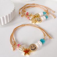 Cute Star Freshwater Pearl Rope Copper Knitting Plating Inlay Rhinestones 18k Gold Plated Women's Bracelets main image 1