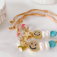 Cute Star Freshwater Pearl Rope Copper Knitting Plating Inlay Rhinestones 18k Gold Plated Women's Bracelets main image 3