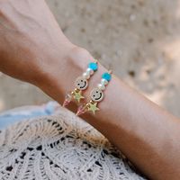 Cute Star Freshwater Pearl Rope Copper Knitting Plating Inlay Rhinestones 18k Gold Plated Women's Bracelets main image 4