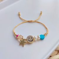 Cute Star Freshwater Pearl Rope Copper Knitting Plating Inlay Rhinestones 18k Gold Plated Women's Bracelets main image 5
