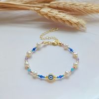 Ig Style Devil's Eye Turquoise Freshwater Pearl Seed Bead Beaded Knitting Plating 18k Gold Plated Women's Bracelets main image 4
