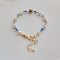 Ig Style Devil's Eye Turquoise Freshwater Pearl Seed Bead Beaded Knitting Plating 18k Gold Plated Women's Bracelets main image 3