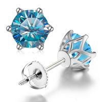 Shiny Round Sterling Silver Inlay Moissanite Ear Studs sku image 16