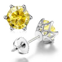 Shiny Round Sterling Silver Inlay Moissanite Ear Studs sku image 12