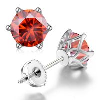 Shiny Round Sterling Silver Inlay Moissanite Ear Studs sku image 9