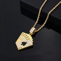 Hip-hop Vintage Style Rock Poker Stainless Steel Alloy Plating Inlay Zircon Gold Plated Silver Plated Men's Pendant Necklace main image 3