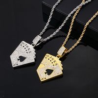 Hip-hop Vintage Style Rock Poker Stainless Steel Alloy Plating Inlay Zircon Gold Plated Silver Plated Men's Pendant Necklace main image 2