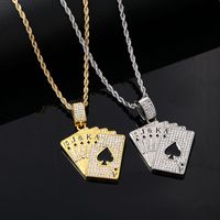 Hip-hop Vintage Style Rock Poker Stainless Steel Alloy Plating Inlay Zircon Gold Plated Silver Plated Men's Pendant Necklace main image 4