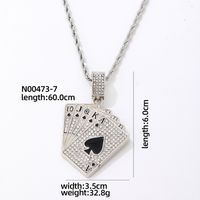 Hip-hop Vintage Style Rock Poker Stainless Steel Alloy Plating Inlay Zircon Gold Plated Silver Plated Men's Pendant Necklace sku image 2