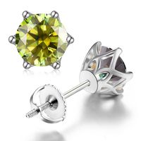 Shiny Round Sterling Silver Inlay Moissanite Ear Studs sku image 1