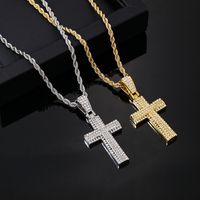 Hip-hop Vintage Style Rock Cross Stainless Steel Alloy Plating Inlay Zircon Gold Plated Silver Plated Men's Pendant Necklace main image 4