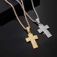 Hip-hop Vintage Style Rock Cross Stainless Steel Alloy Plating Inlay Zircon Gold Plated Silver Plated Men's Pendant Necklace main image 1