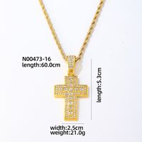 Hip-hop Vintage Style Rock Cross Stainless Steel Alloy Plating Inlay Zircon Gold Plated Silver Plated Men's Pendant Necklace sku image 1