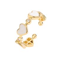 Luxurious Heart Shape Copper Plating Inlay Zircon Gold Plated Open Rings main image 2