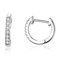 1 Pair Simple Style Round Plating Inlay Sterling Silver Zircon Silver Plated Hoop Earrings sku image 1