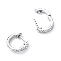 1 Pair Simple Style Round Plating Inlay Sterling Silver Zircon Silver Plated Hoop Earrings main image 3