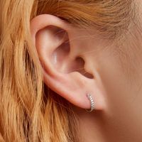1 Pair Simple Style Round Plating Inlay Sterling Silver Zircon Silver Plated Hoop Earrings main image 1