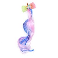 Children's Colorful Unicorn Wig Gradient Color Bow Wig Girls Cute Makeup Wig Hair Accessory Hairpin sku image 3