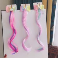 Children's Colorful Unicorn Wig Gradient Color Bow Wig Girls Cute Makeup Wig Hair Accessory Hairpin main image 8
