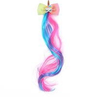 Children's Colorful Unicorn Wig Gradient Color Bow Wig Girls Cute Makeup Wig Hair Accessory Hairpin sku image 2