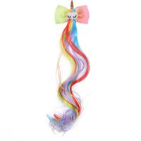 Children's Colorful Unicorn Wig Gradient Color Bow Wig Girls Cute Makeup Wig Hair Accessory Hairpin sku image 4